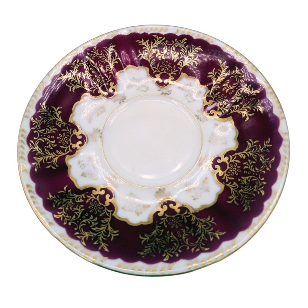 Gold Trimmed Japanese Porcelain Saucer Plate Hand Painted 5.75" Vintage Decor